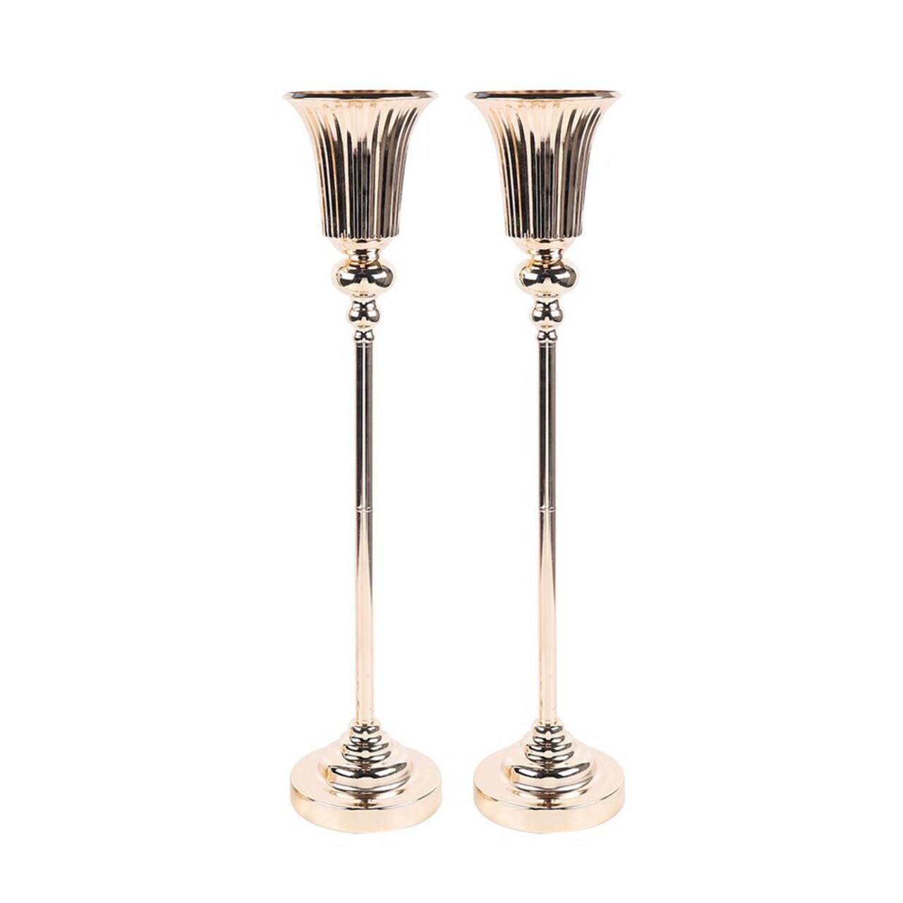 Set of 2 Metal Iron Wedding Centerpiece Vases for Tables Party Gold Centerpieces